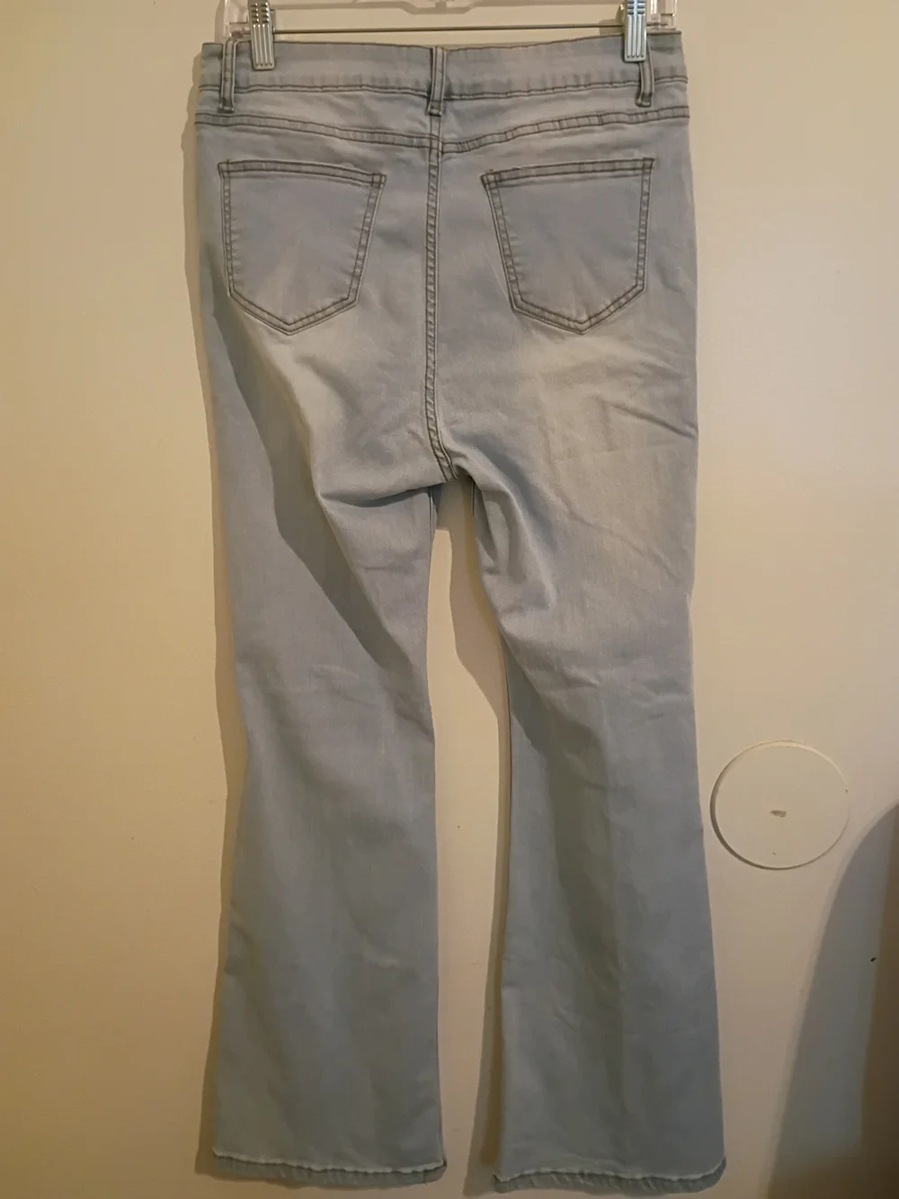 Simpl‎ Young Women's Light Blue High-Rise Button-Fly Flare Jeans Sz L